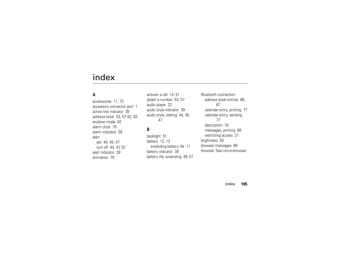 Motorola V3xx manual Index 