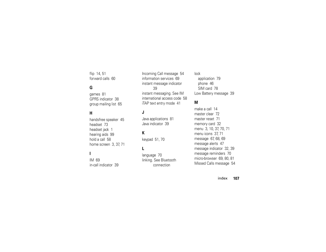 Motorola V3xx manual Index 