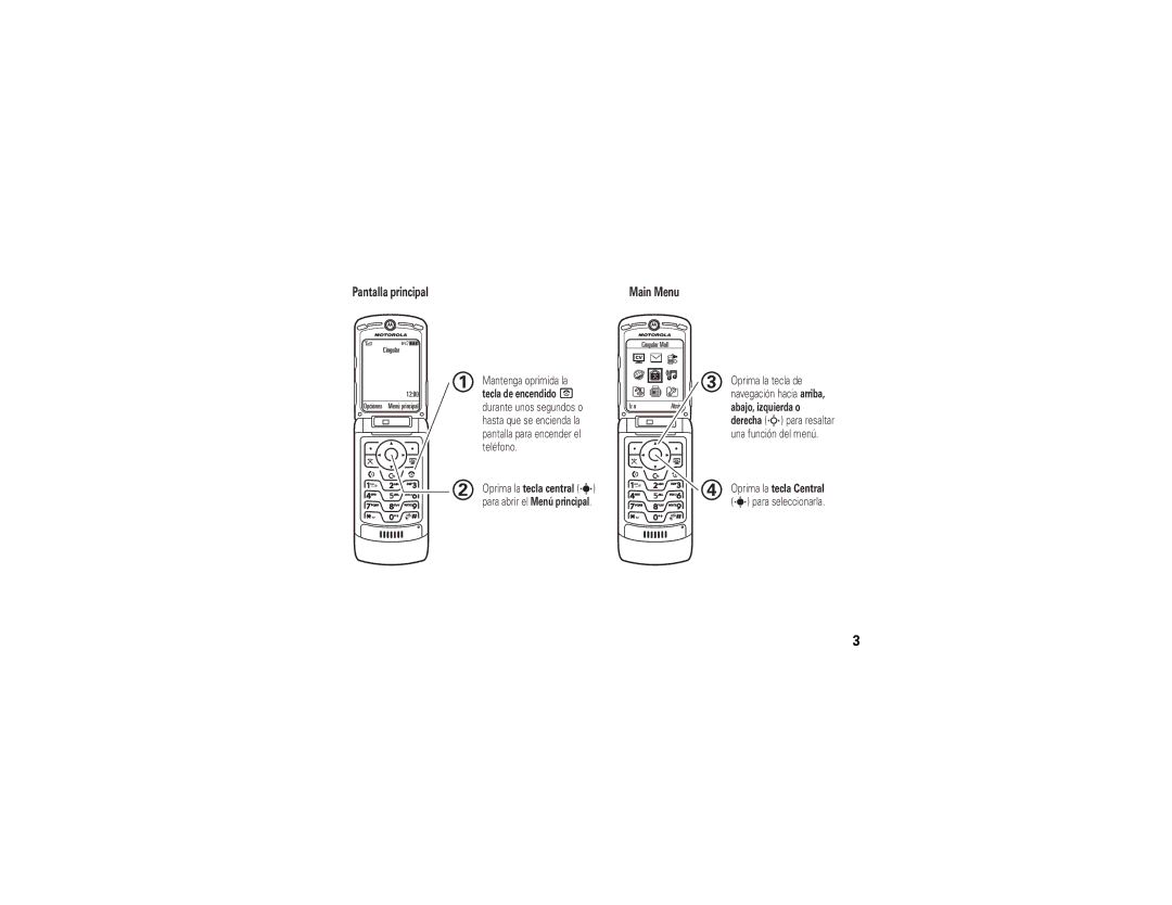 Motorola V3xx manual Oprima la tecla Central 