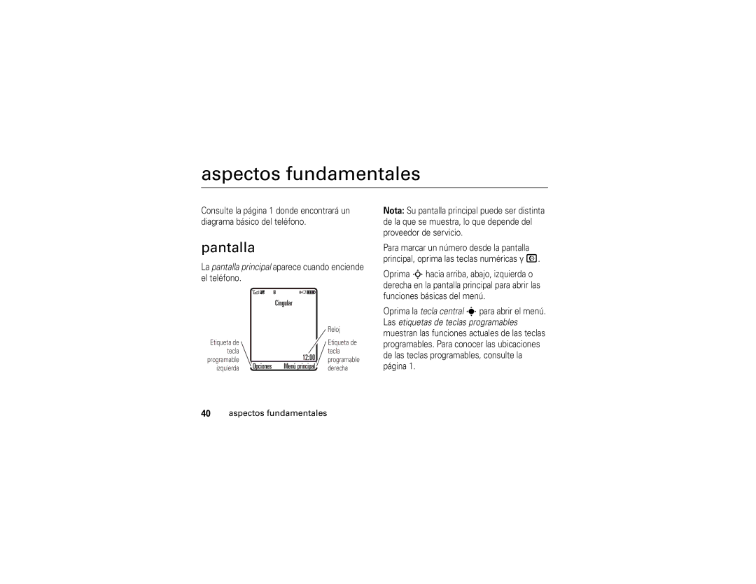 Motorola V3xx manual Aspectos fundamentales, Pantalla 