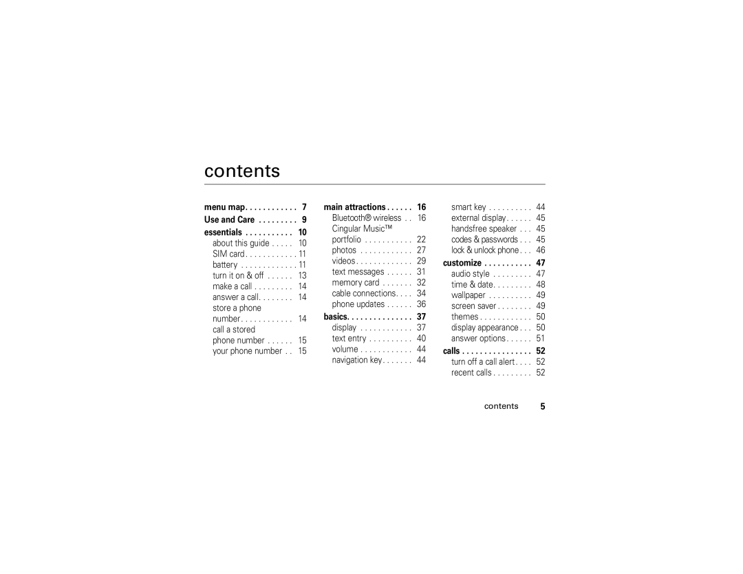 Motorola V3xx manual Contents 