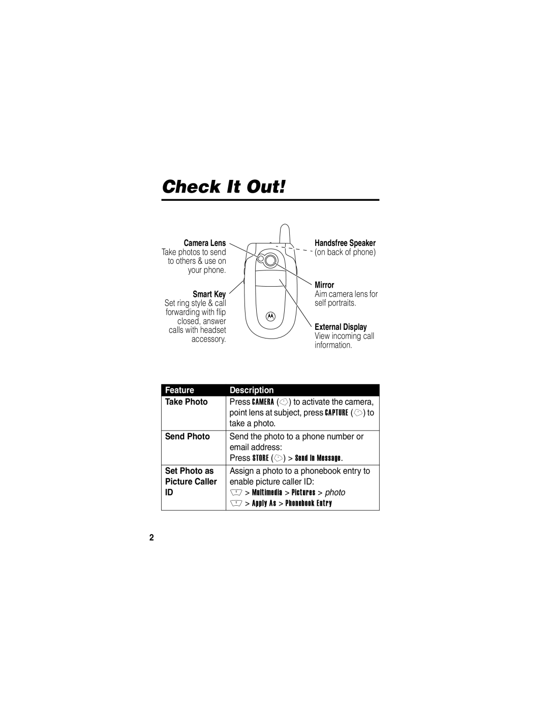 Motorola V400 manual Check It Out 