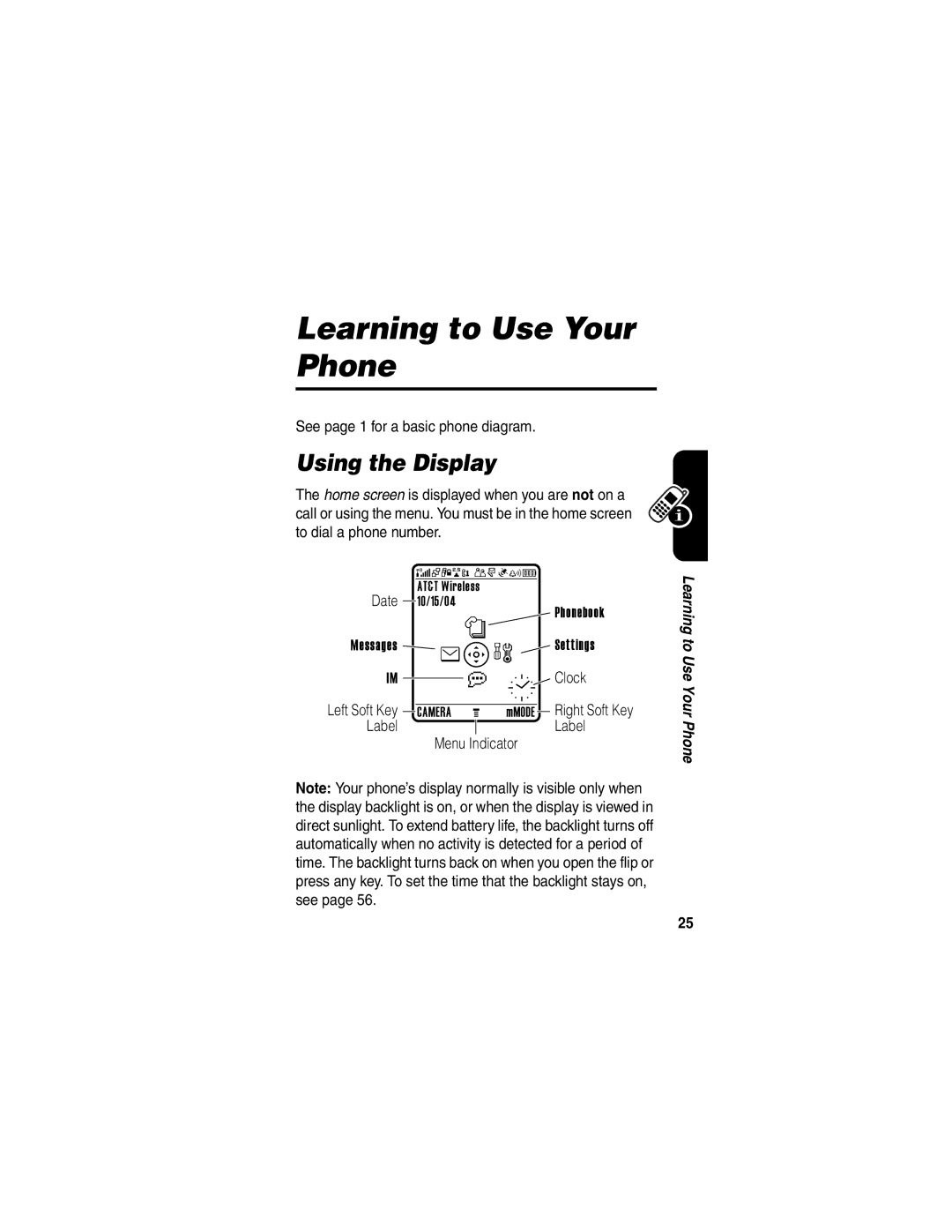 Motorola V505 manual Learning to Use Your Phone, Using the Display, Phonebook, Messages Settings 