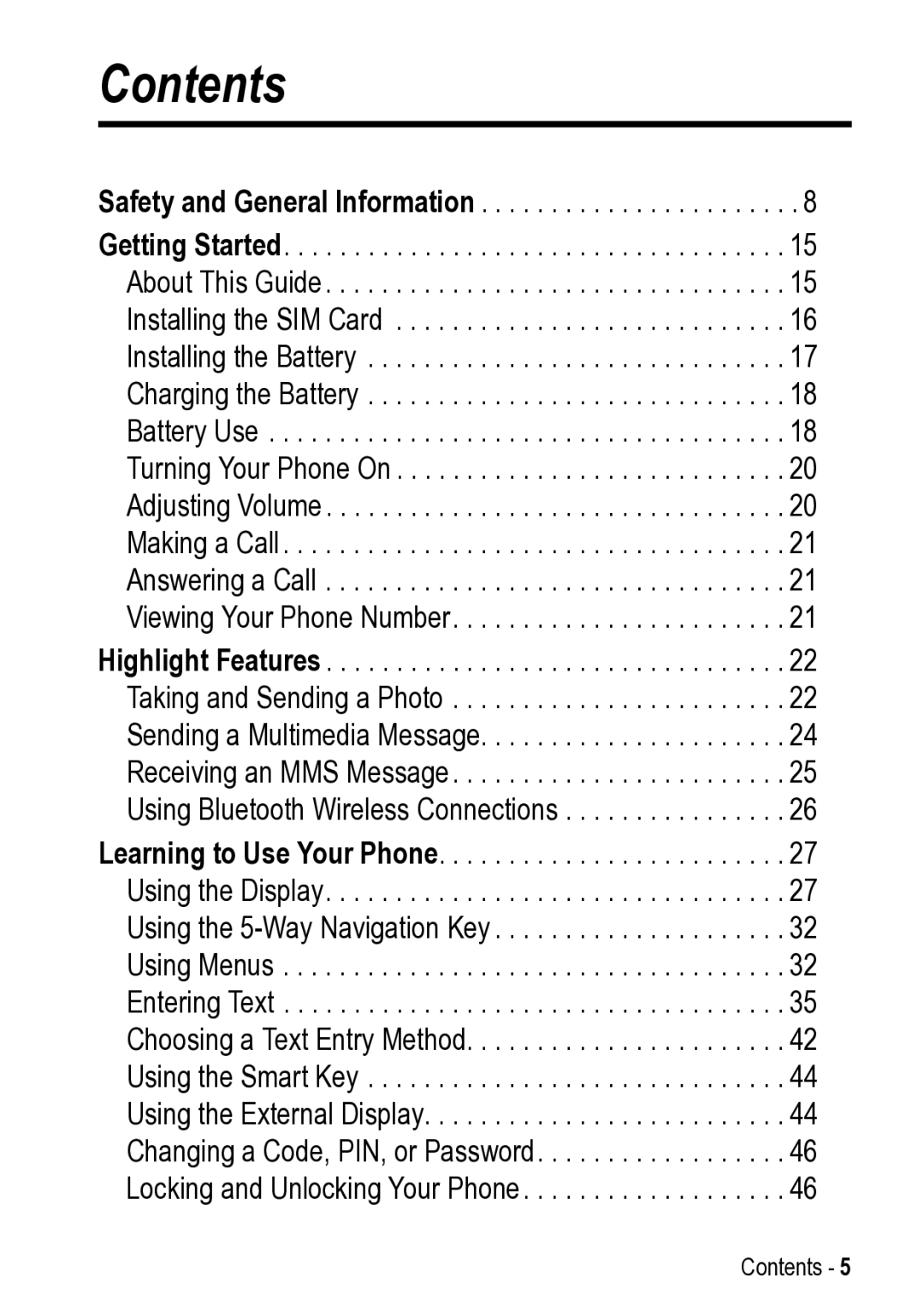 Motorola V525 manual Contents 