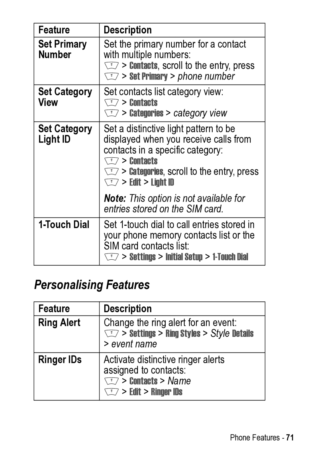 Motorola V525 manual Personalising Features 