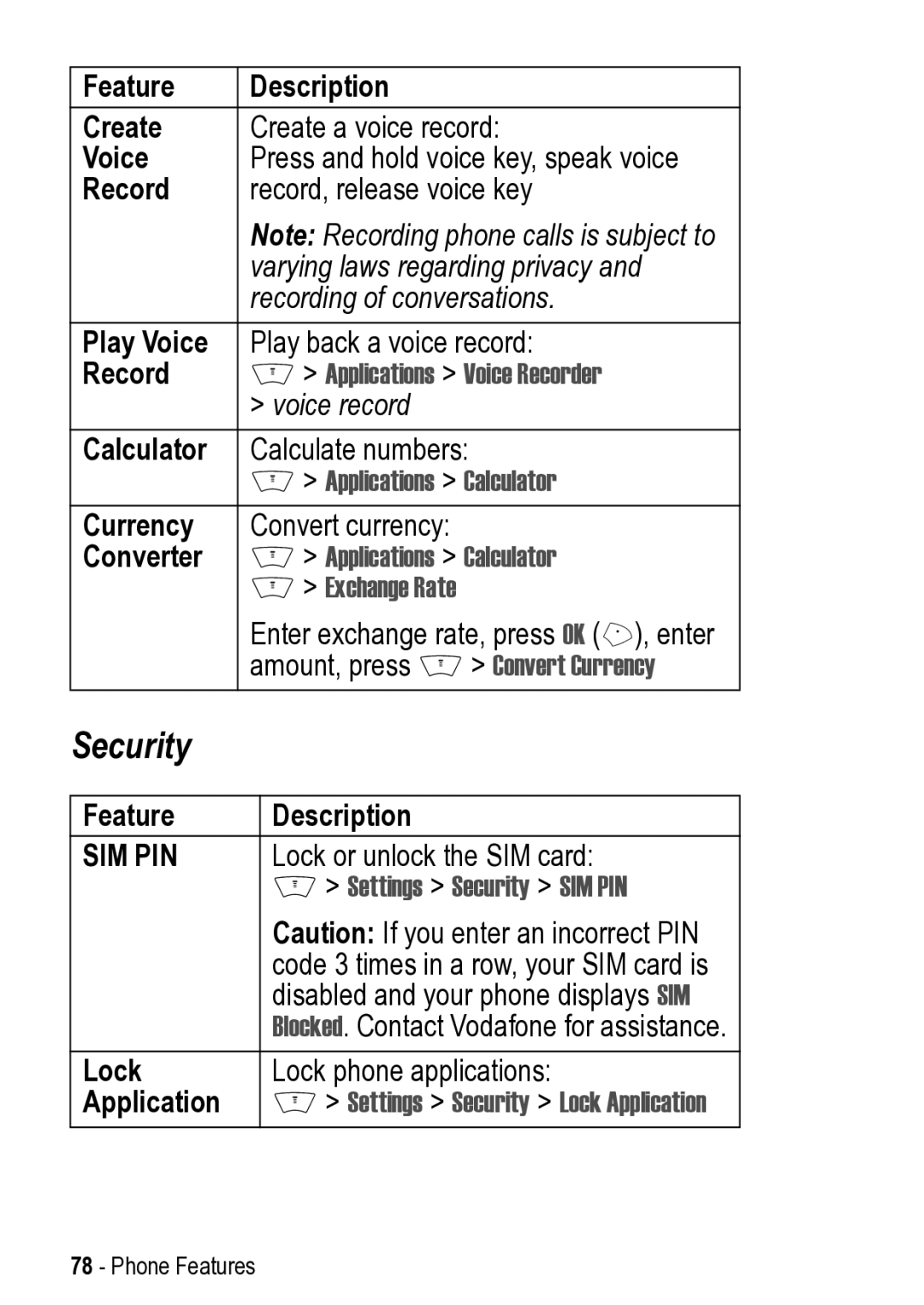 Motorola V525 manual Security 