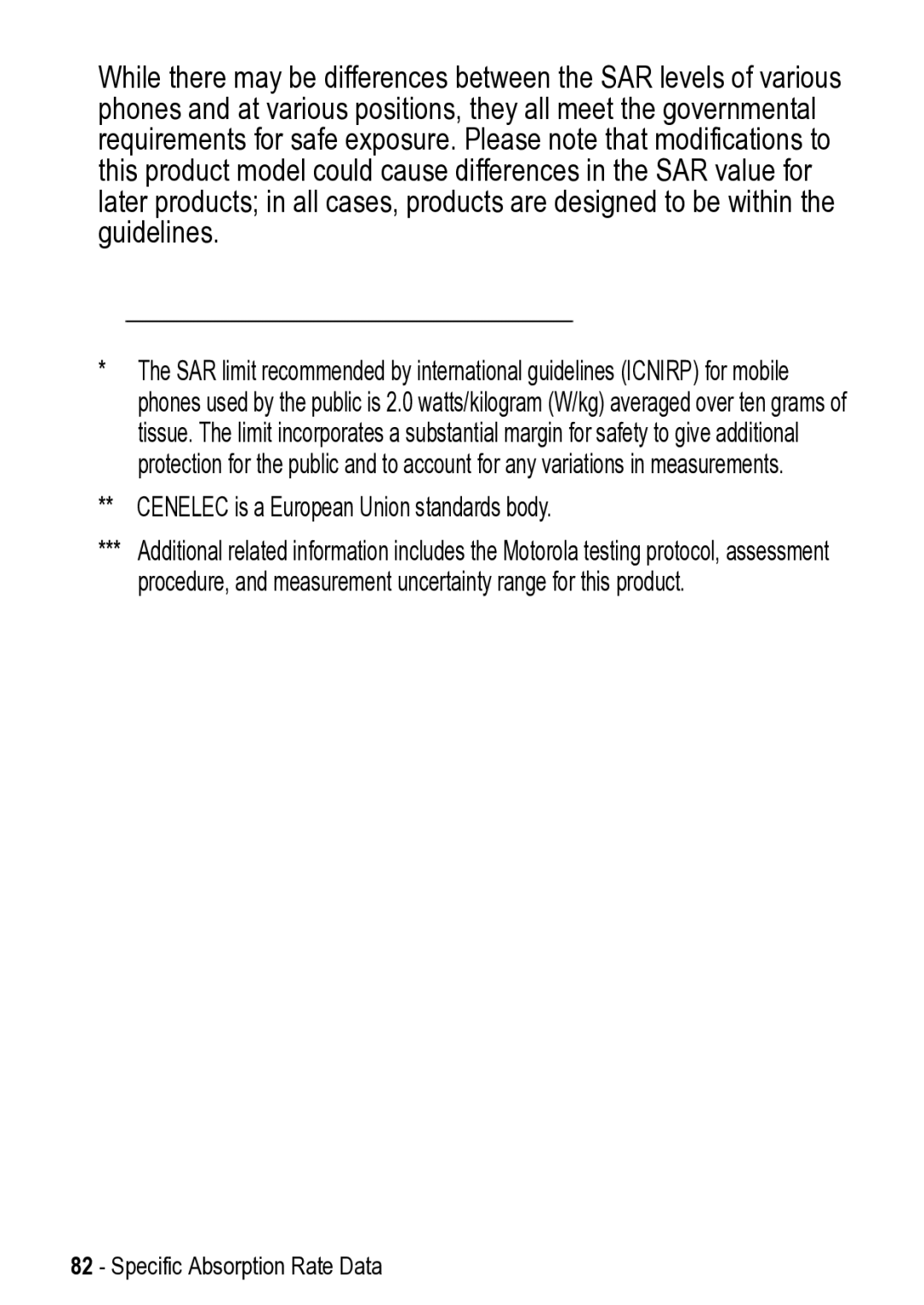 Motorola V525 manual Cenelec is a European Union standards body 