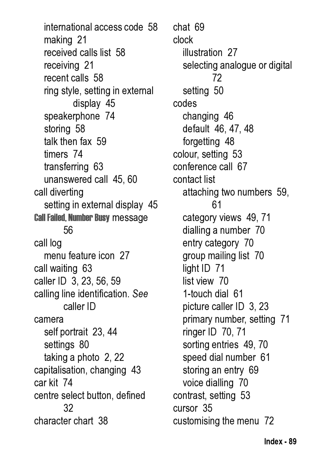 Motorola V525 manual Index 