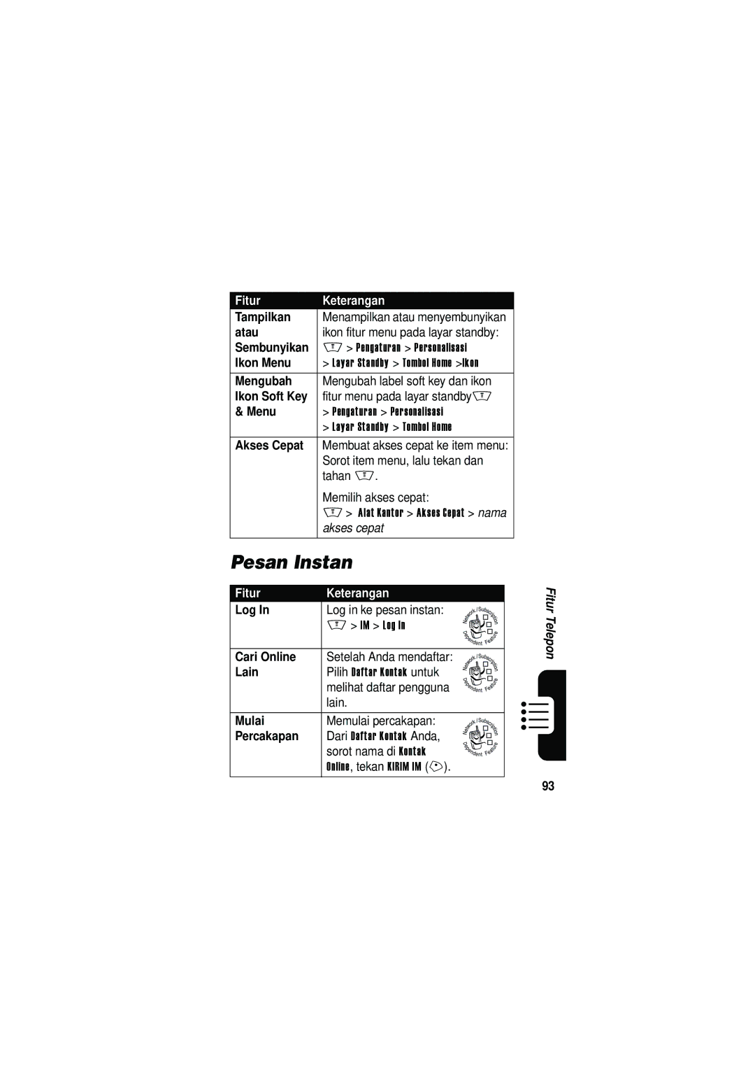 Motorola V535 manual Pesan Instan 