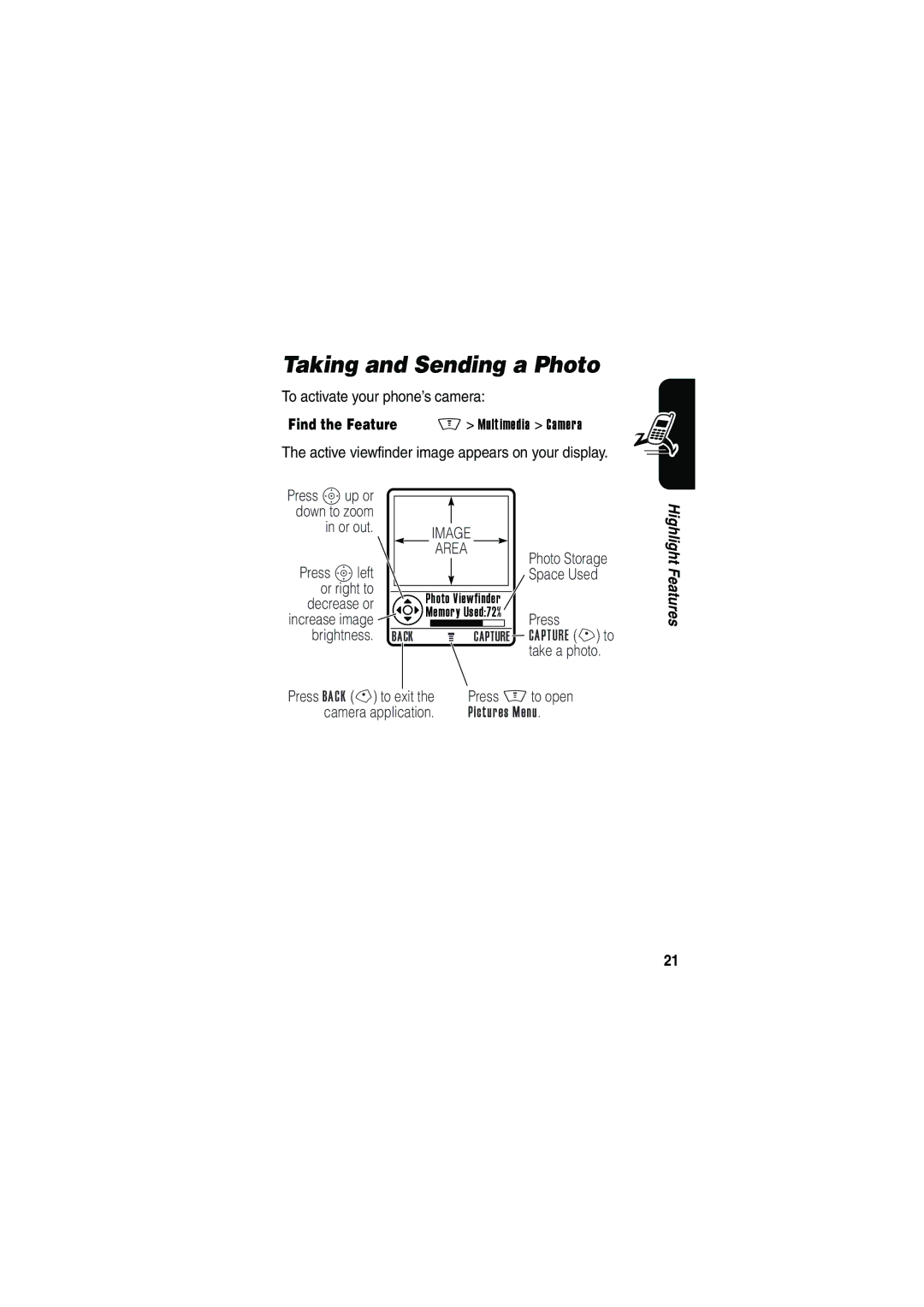 Motorola V535 manual Taking and Sending a Photo 