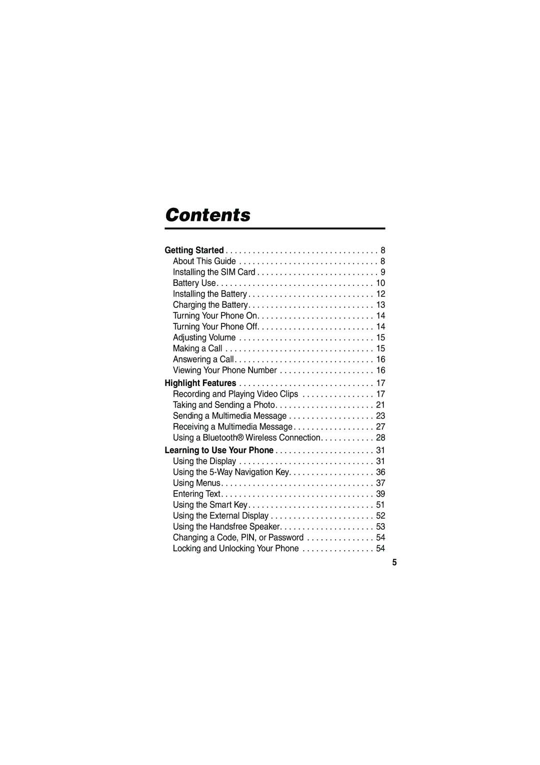 Motorola V535 manual Contents 