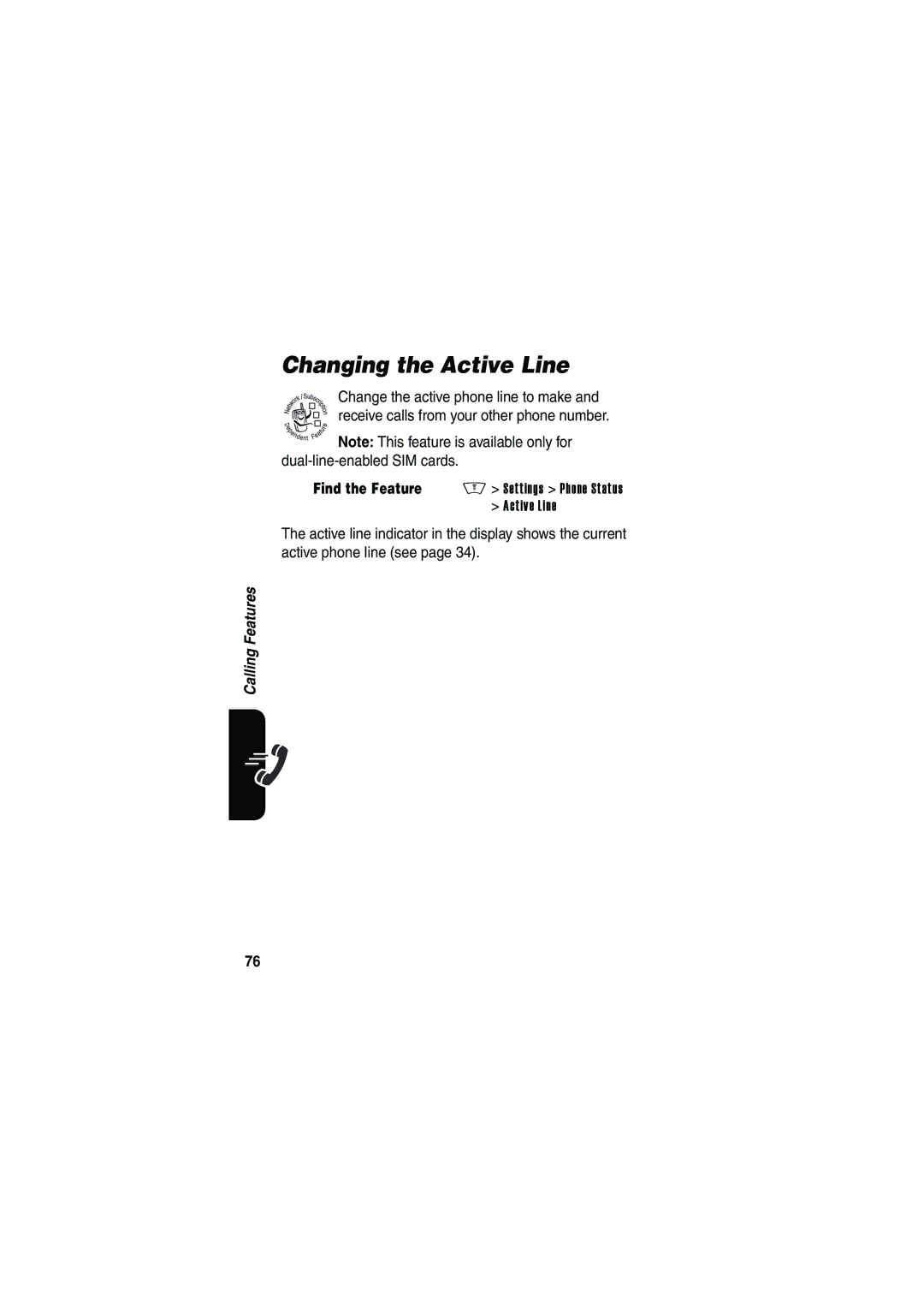 Motorola V535 manual Changing the Active Line 