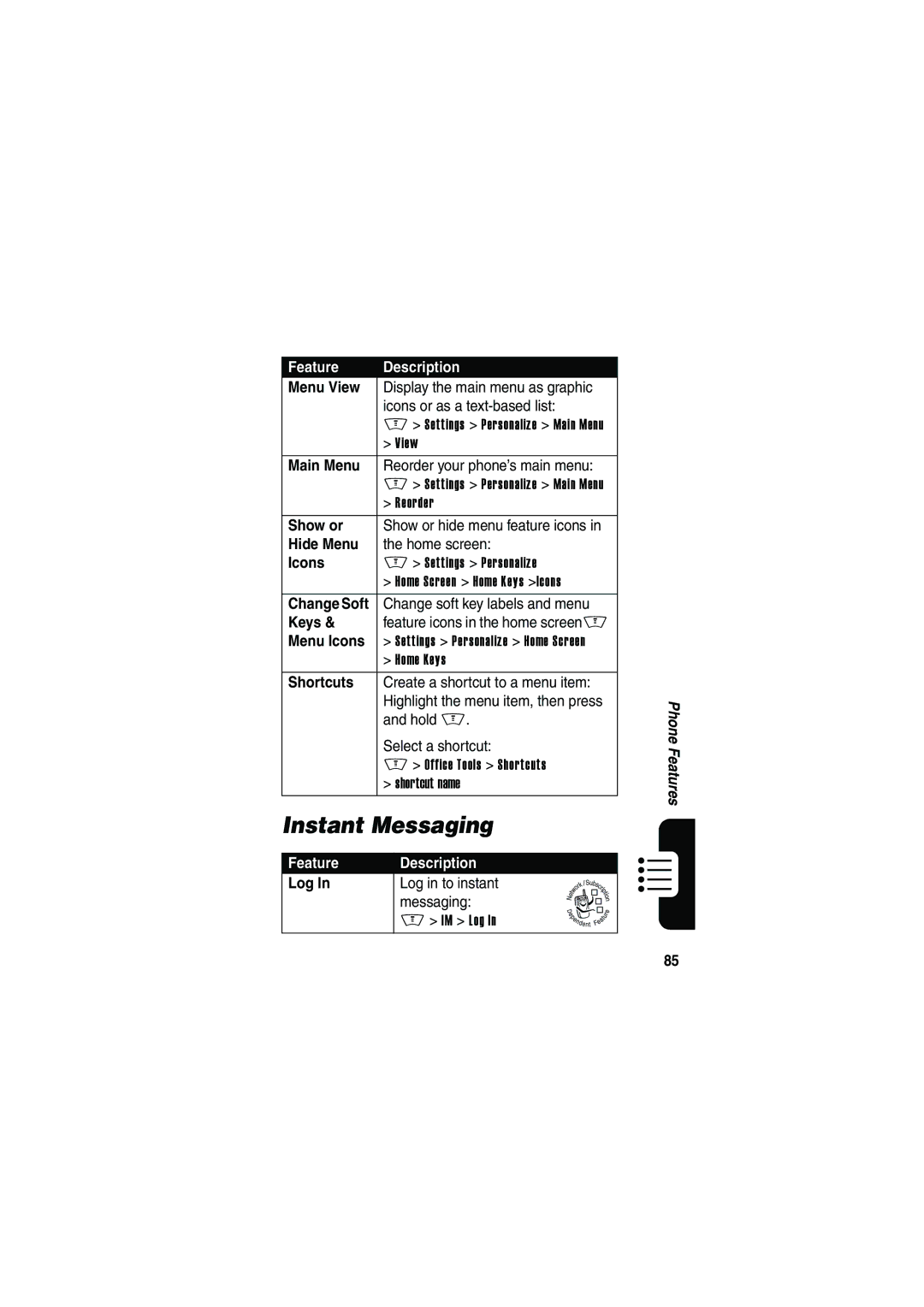 Motorola V535 manual Instant Messaging 