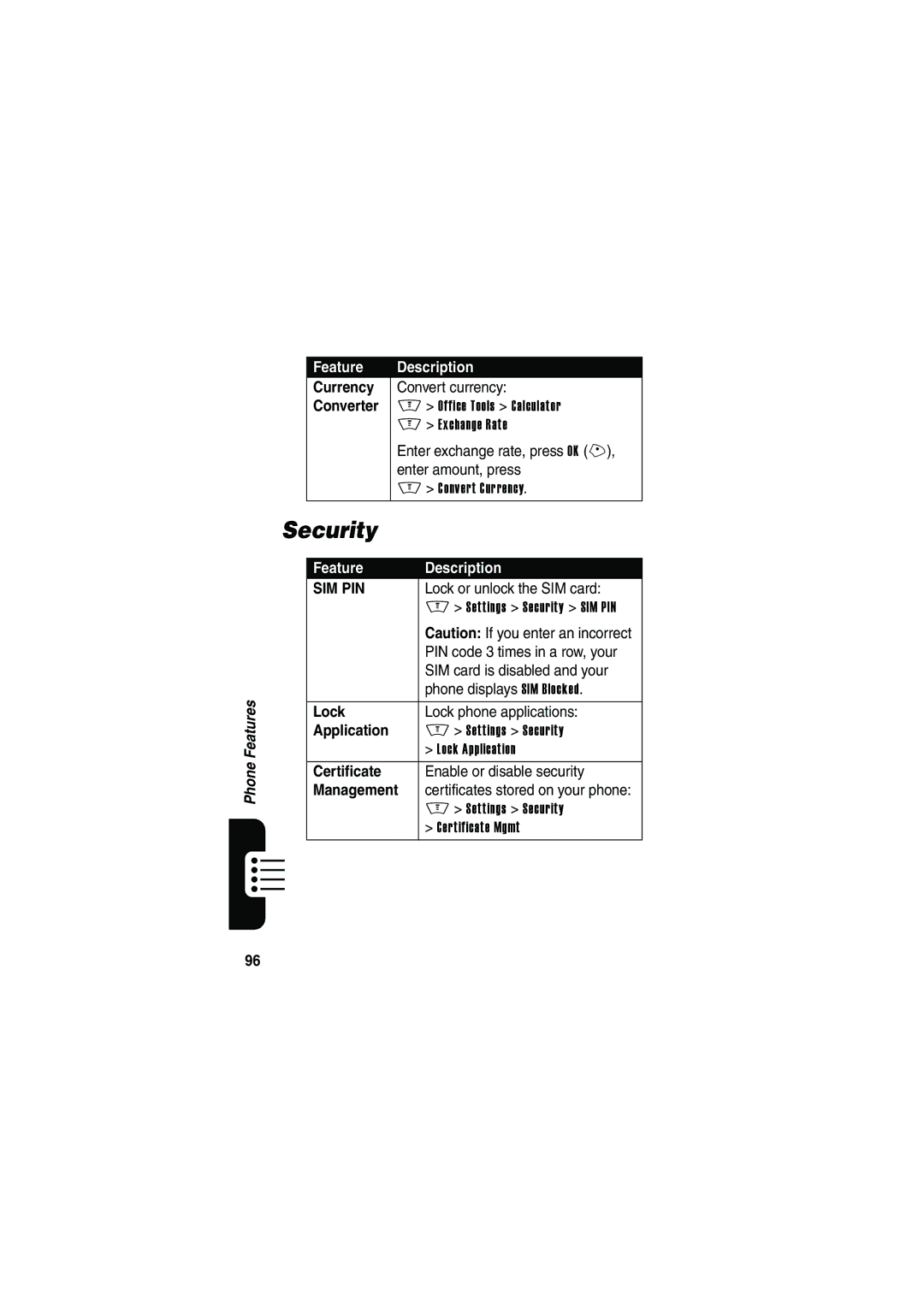 Motorola V535 manual Security 