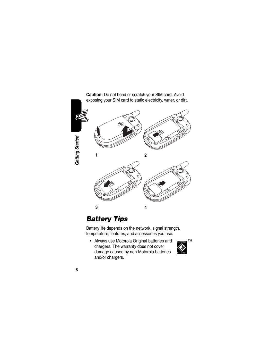 Motorola V540 manual Battery Tips 