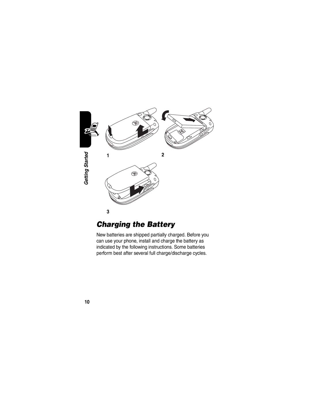 Motorola V540 manual Charging the Battery 