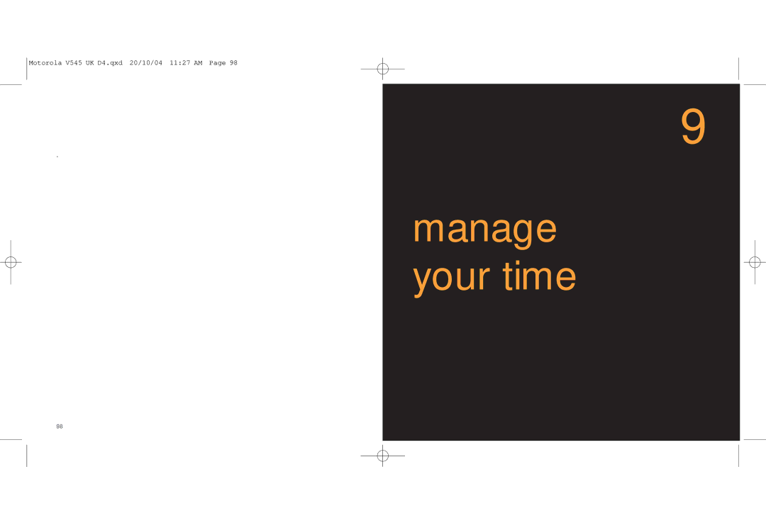 Motorola V545 manual Manage your time 