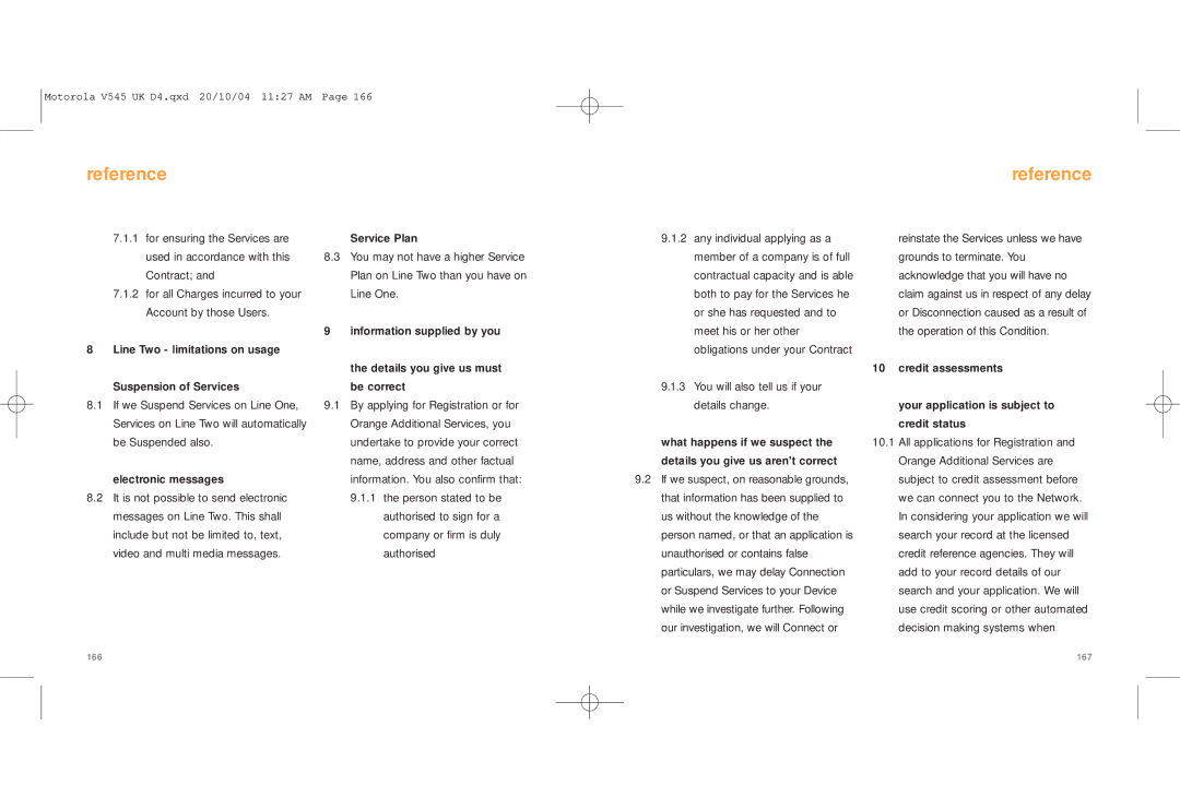 Motorola V545 manual 166 167 