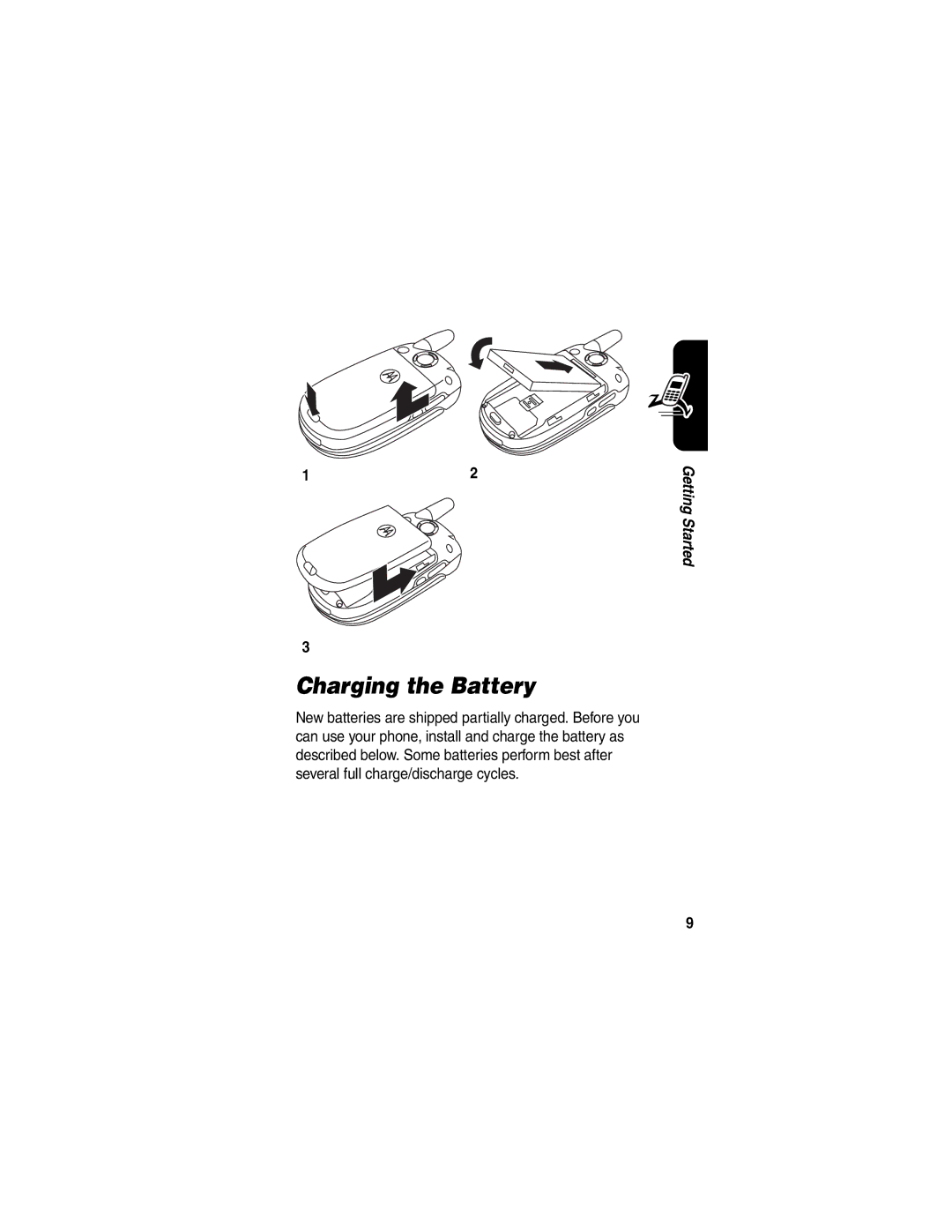 Motorola V555 manual Charging the Battery 