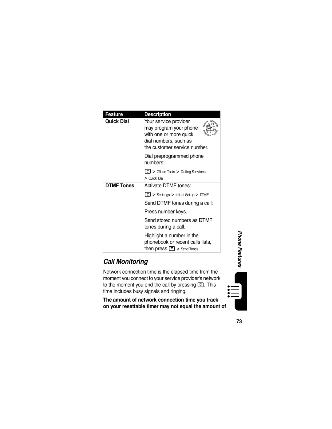 Motorola V555 manual Call Monitoring, Quick Dial 