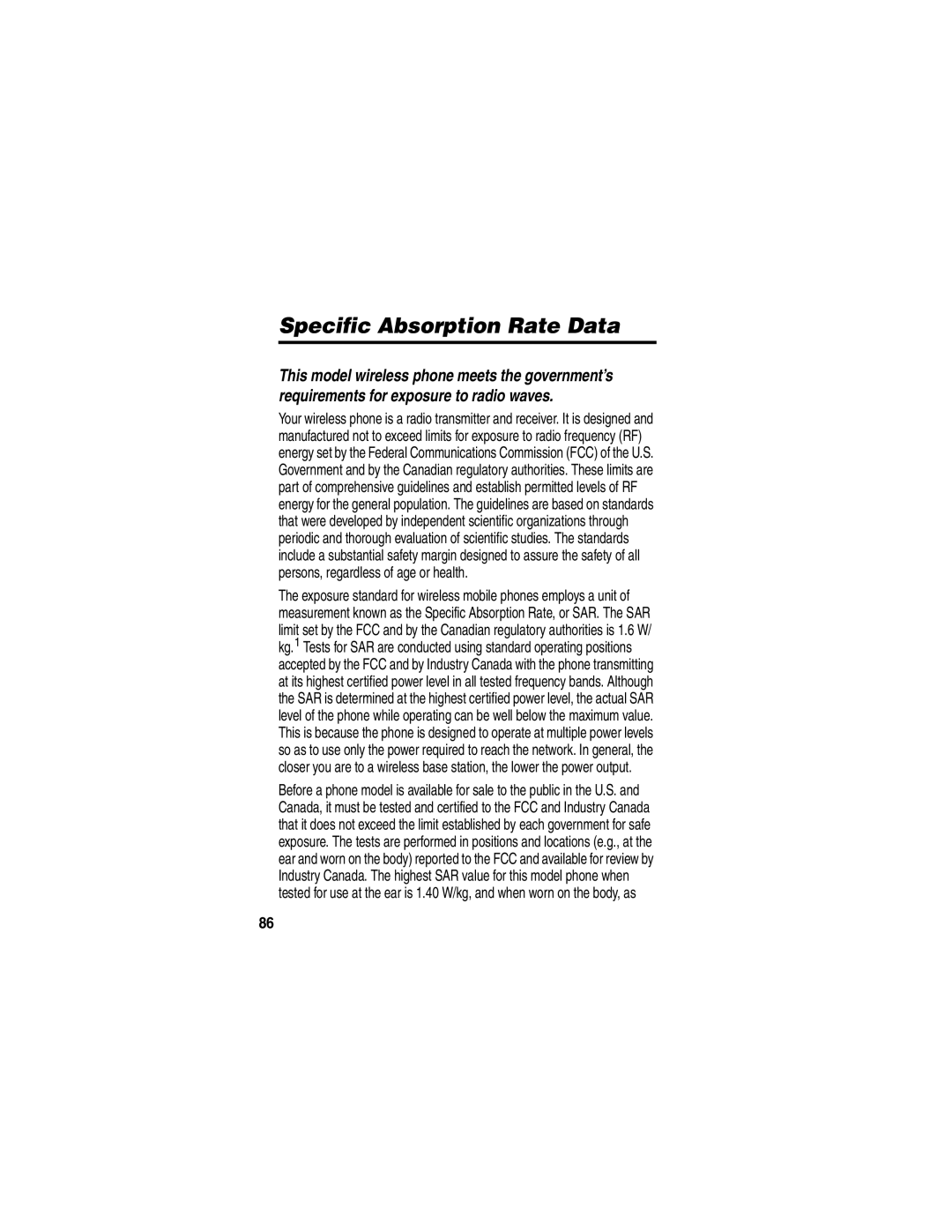 Motorola V555 manual Specific Absorption Rate Data 