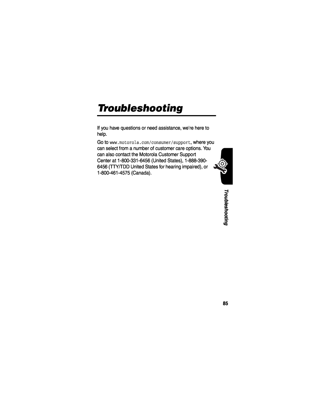 Motorola V555 manual Troubleshooting, If you have questions or need assistance, were here to help 