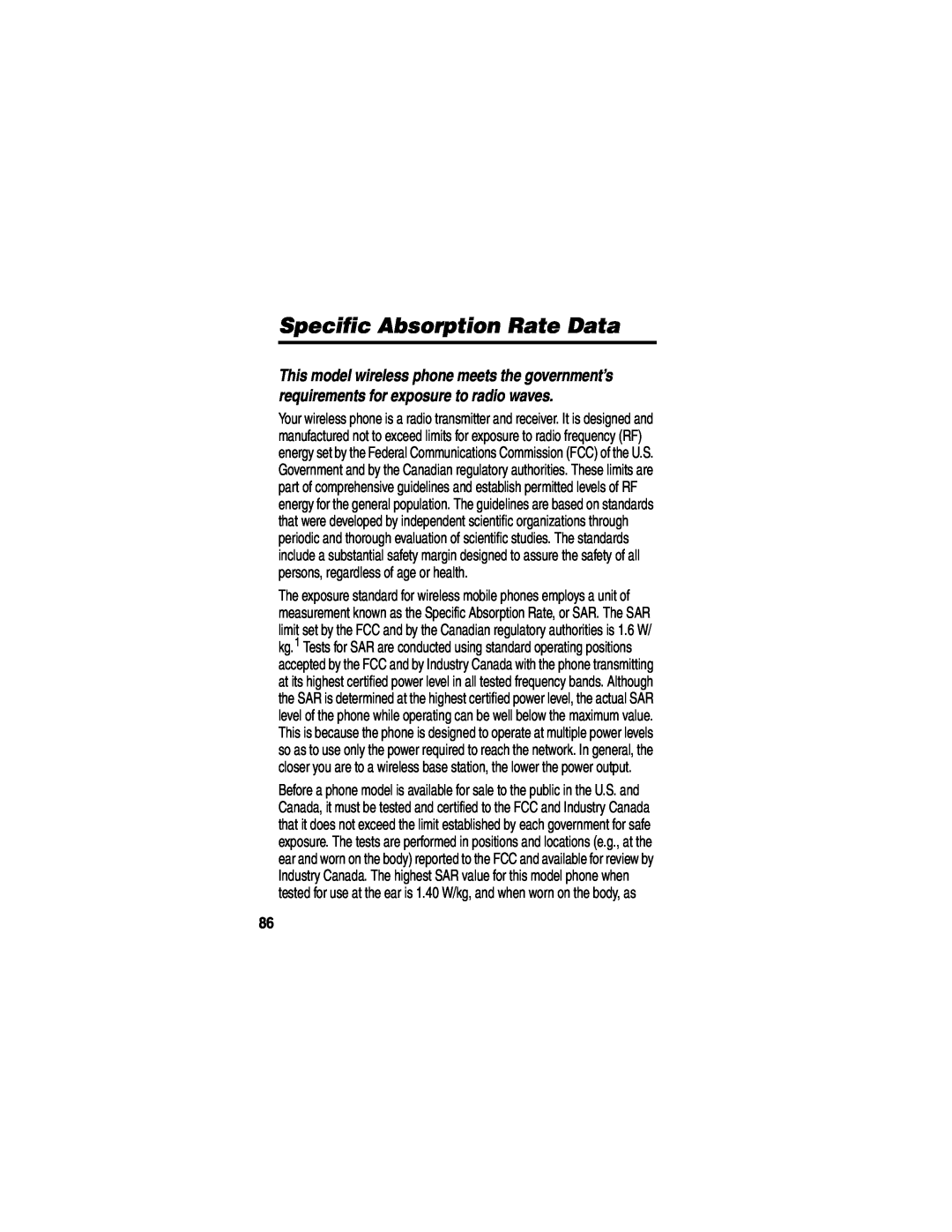Motorola V555 manual Specific Absorption Rate Data 