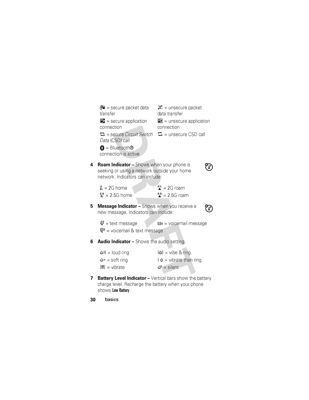 Motorola V557 manual Connection, = unsecure CSD call 