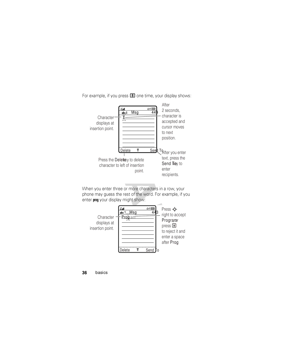 Motorola V557 manual Character is 