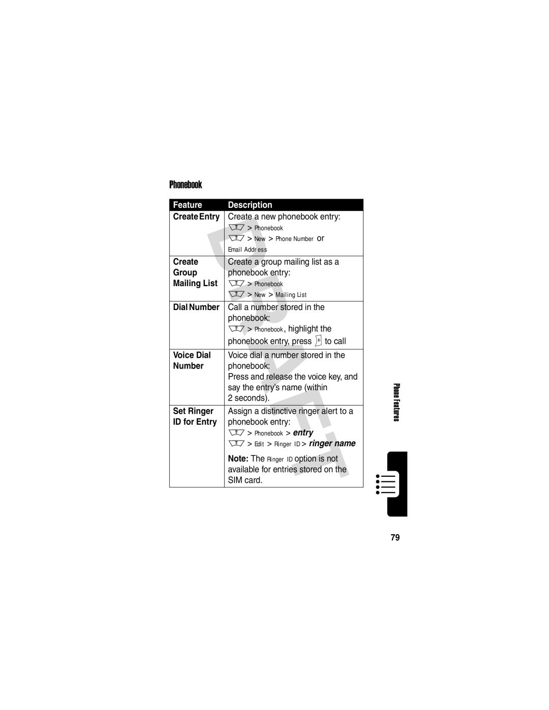 Motorola V600 GSM R3.6 manual Phonebook 