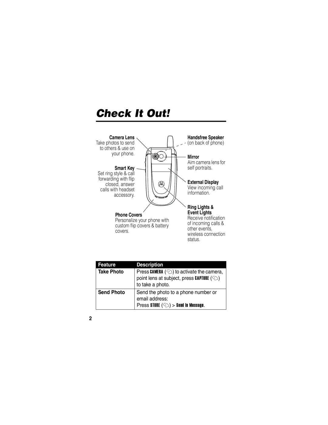 Motorola V600 manual Check It Out 