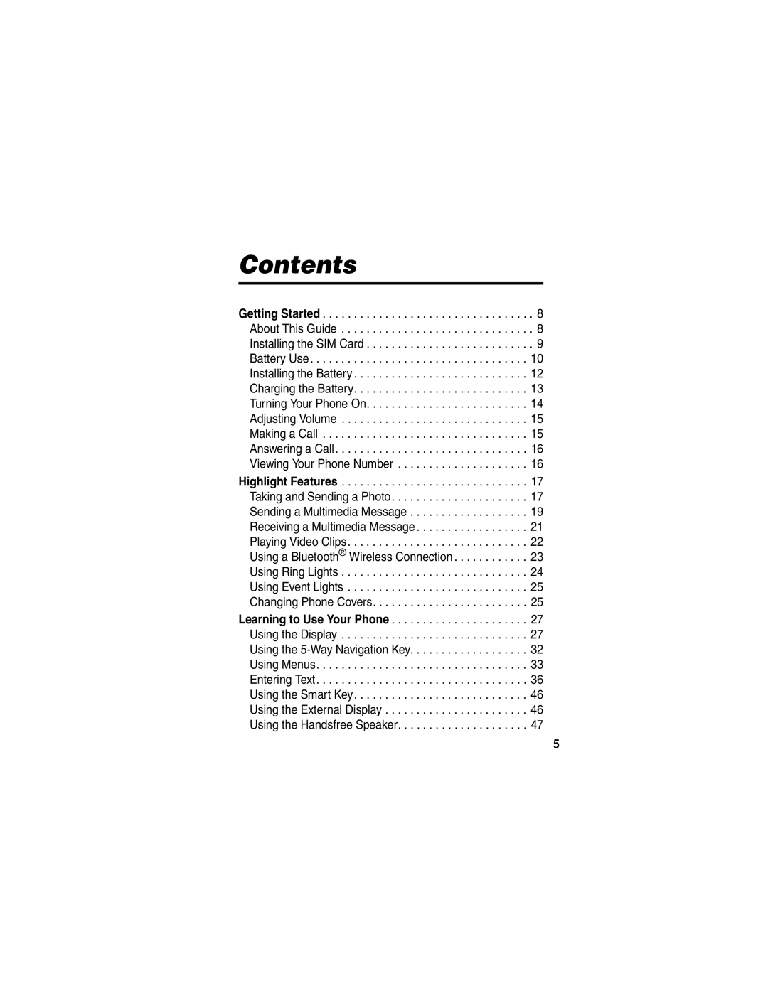 Motorola V600 manual Contents 