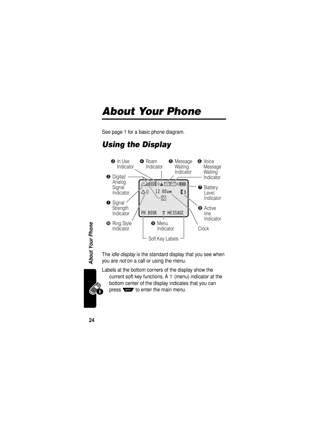 Motorola V60i manual About Your Phone, Using the Display 