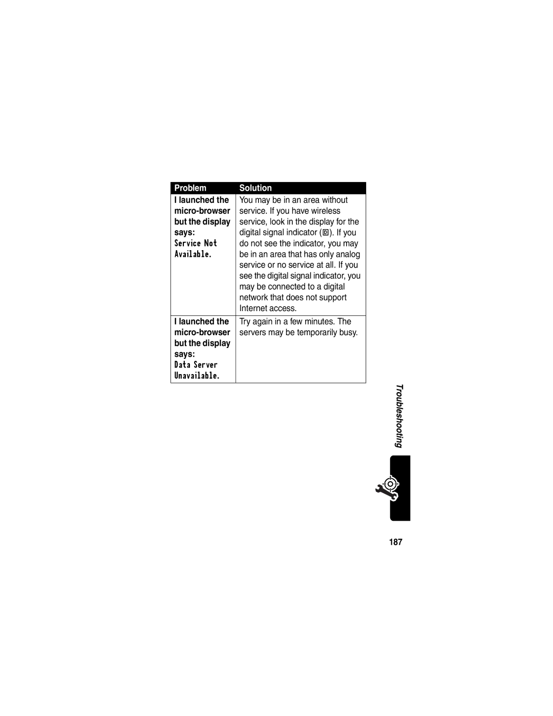 Motorola V60p manual Says, 187 