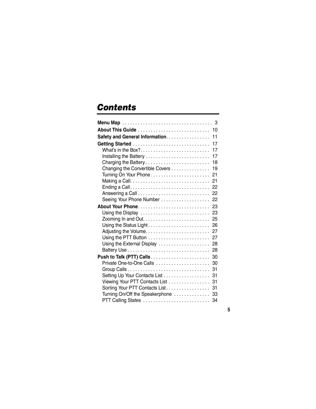 Motorola V60p manual Contents 