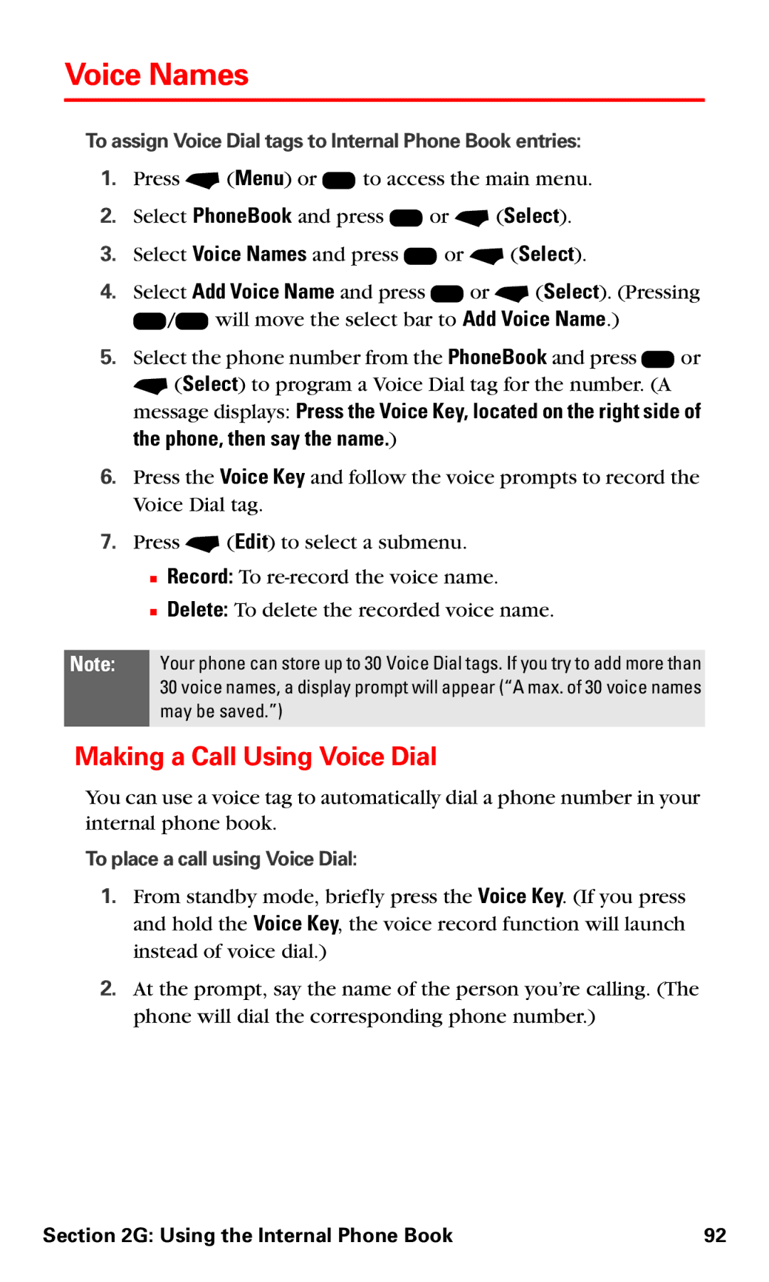 Motorola V60v manual Voice Names, Making a Call Using Voice Dial 