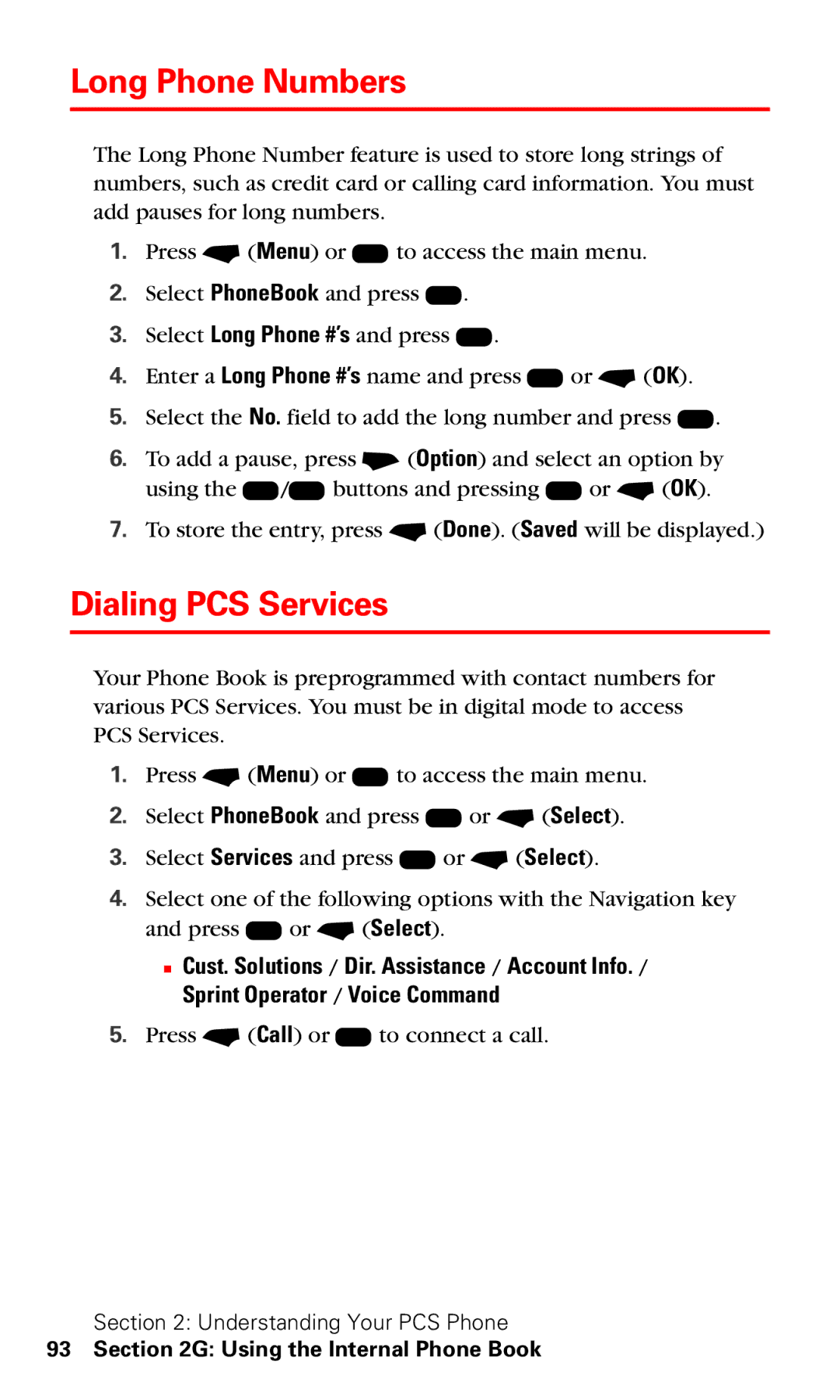 Motorola V60v manual Long Phone Numbers, Dialing PCS Services 