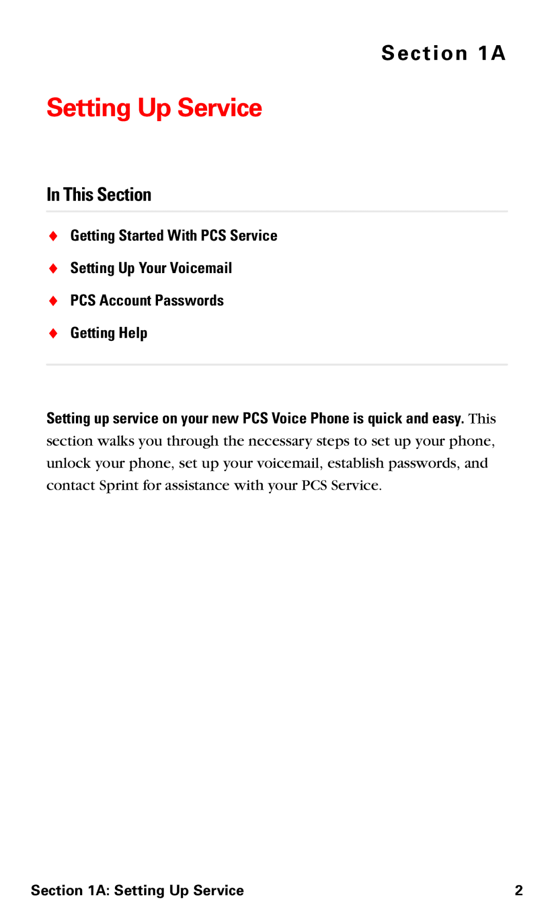 Motorola V60v manual Setting Up Service 