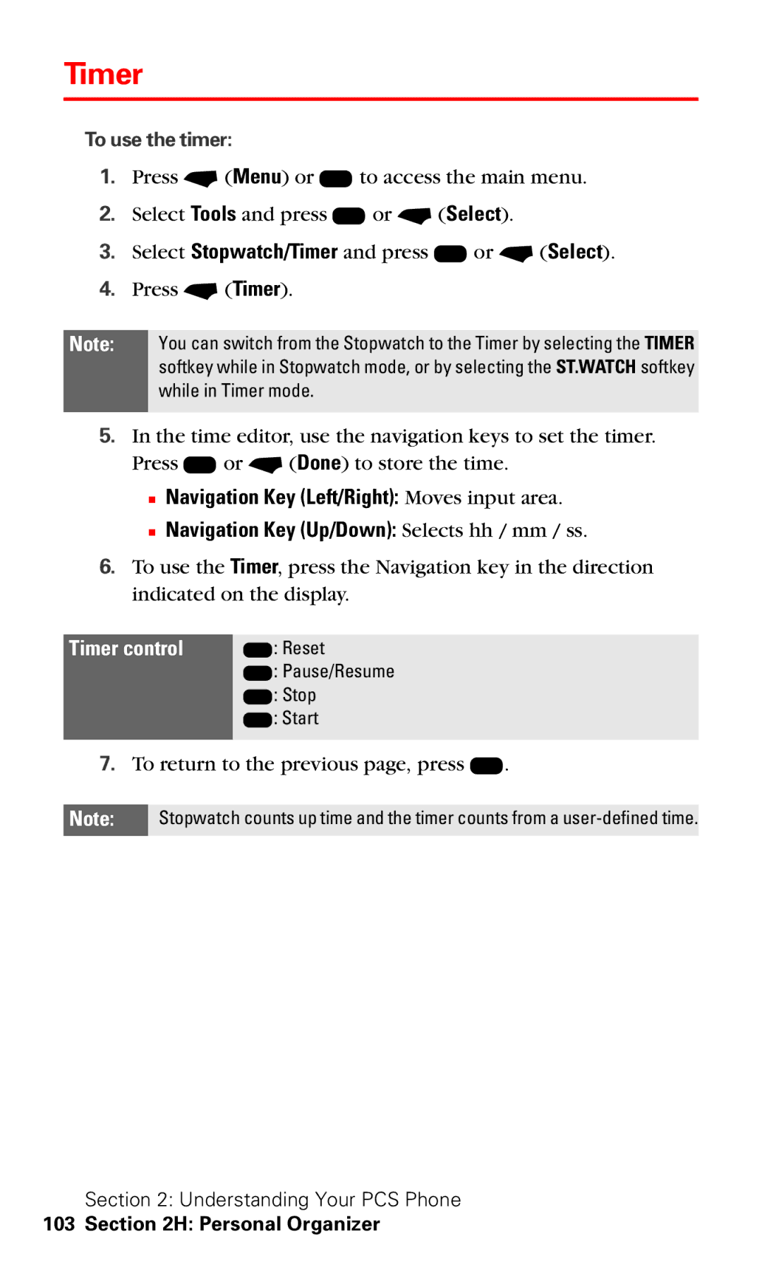 Motorola V60v manual Timer control 