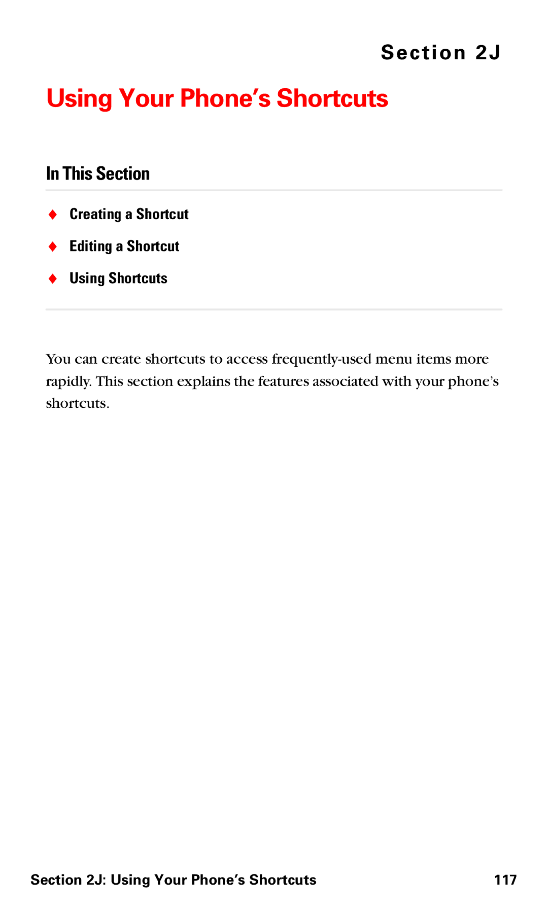 Motorola V60v manual Using Your Phone’s Shortcuts, Creating a Shortcut Editing a Shortcut Using Shortcuts 