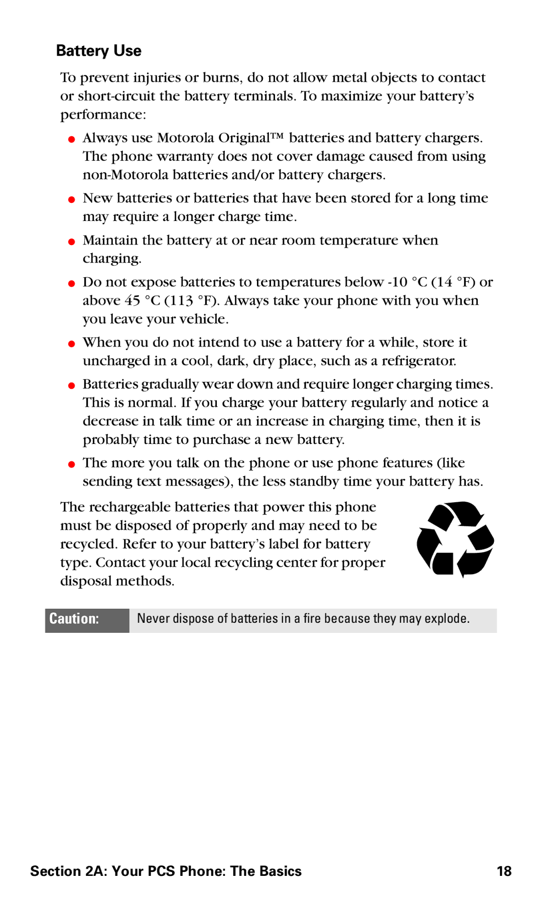 Motorola V60v manual Battery Use 