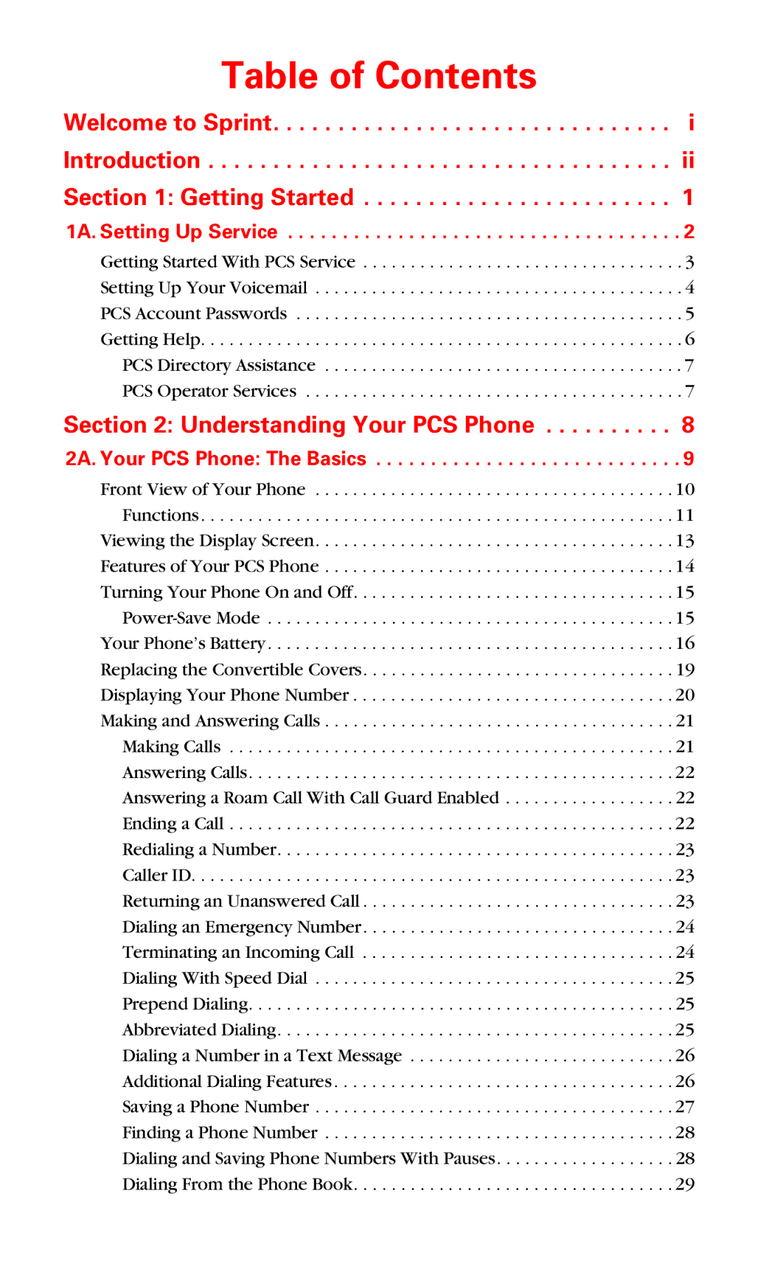 Motorola V60v manual Table of Contents 