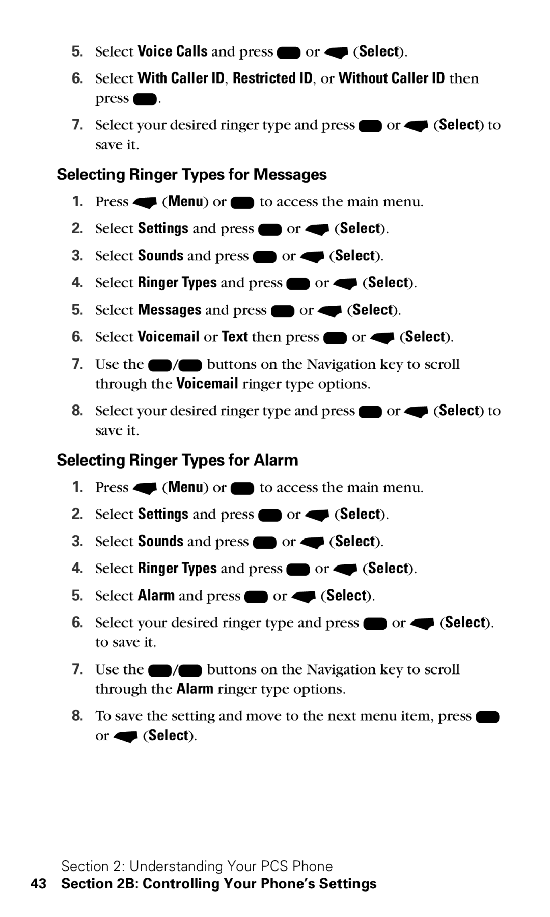 Motorola V60v manual Selecting Ringer Types for Messages, Selecting Ringer Types for Alarm 