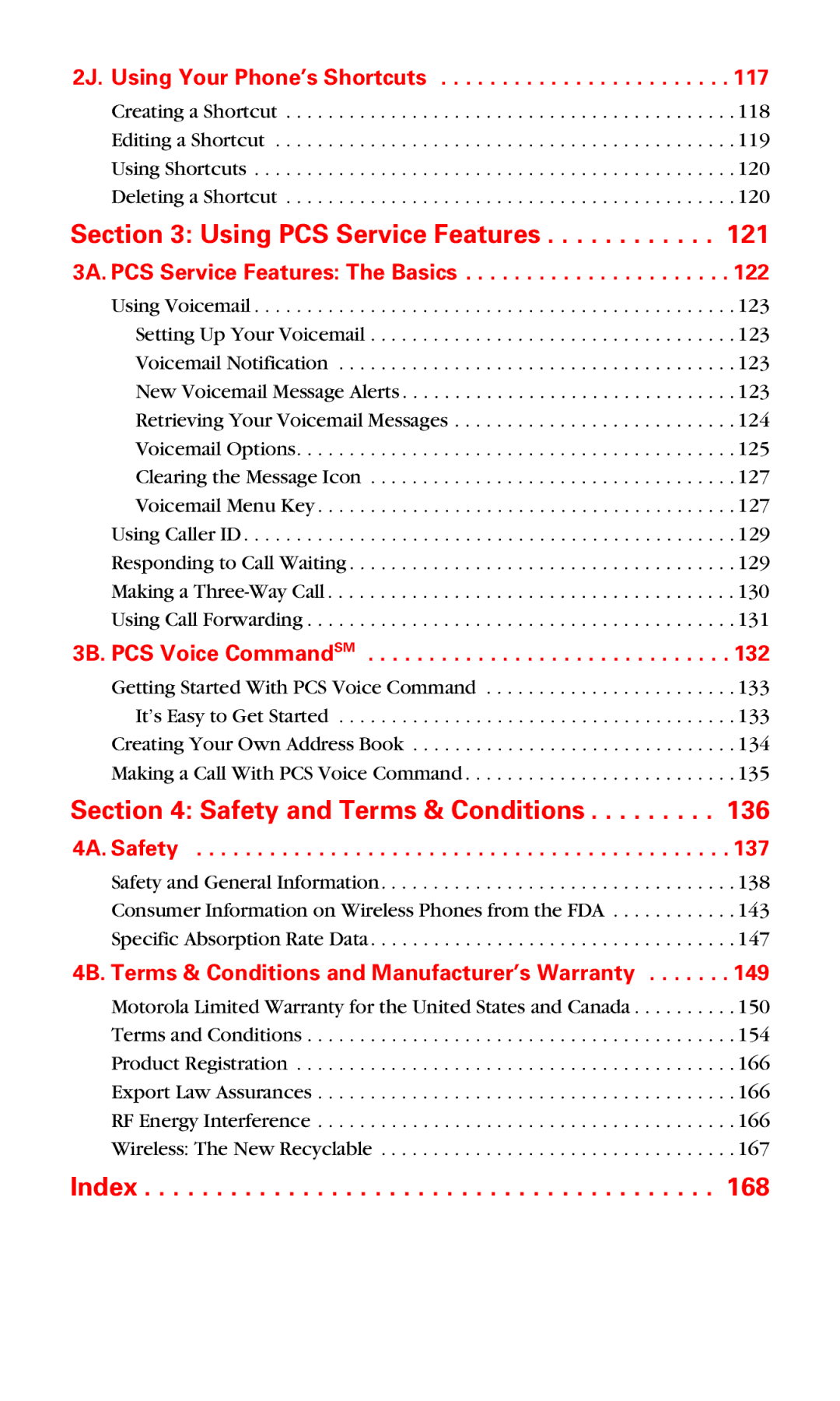 Motorola V60v manual Index 