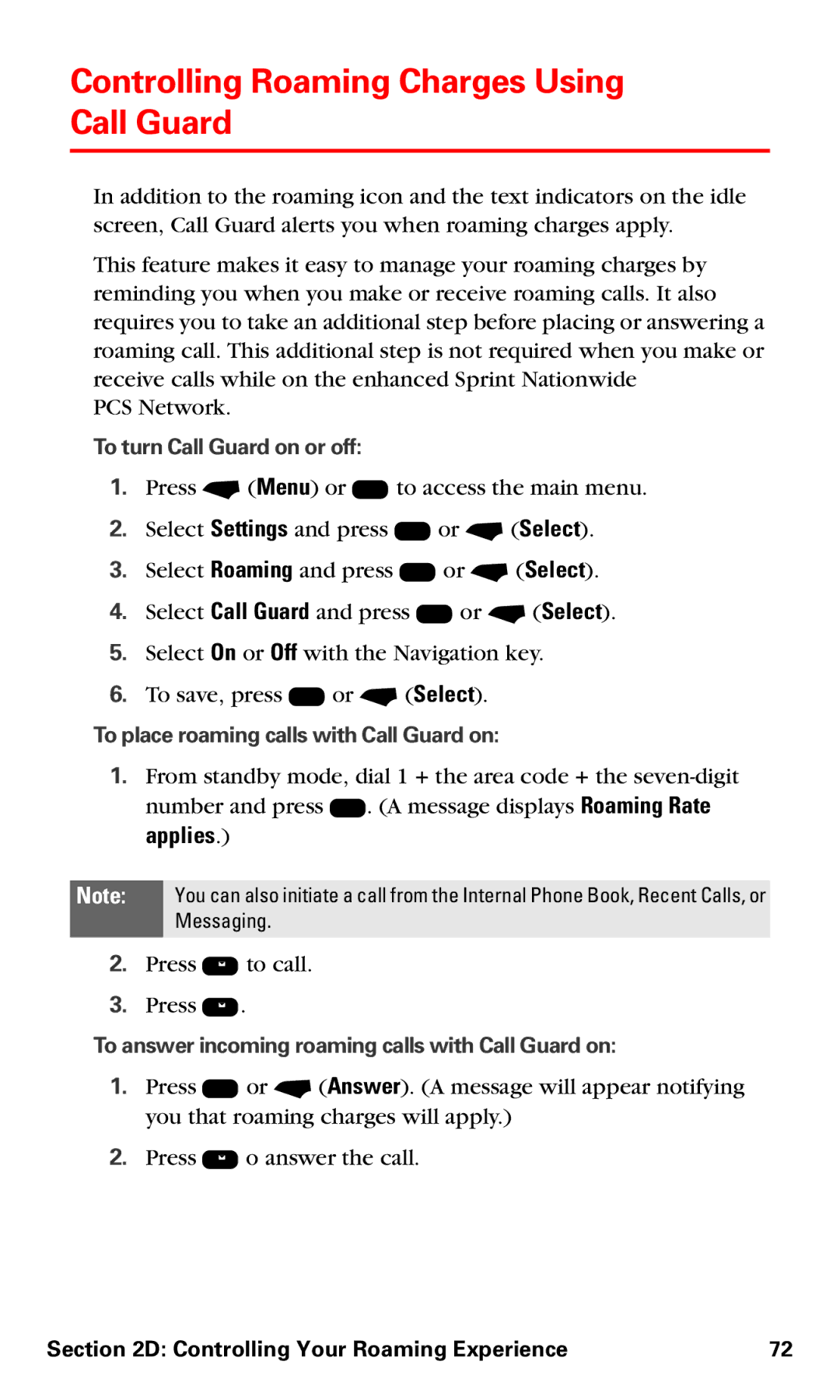 Motorola V60v manual Controlling Roaming Charges Using Call Guard 