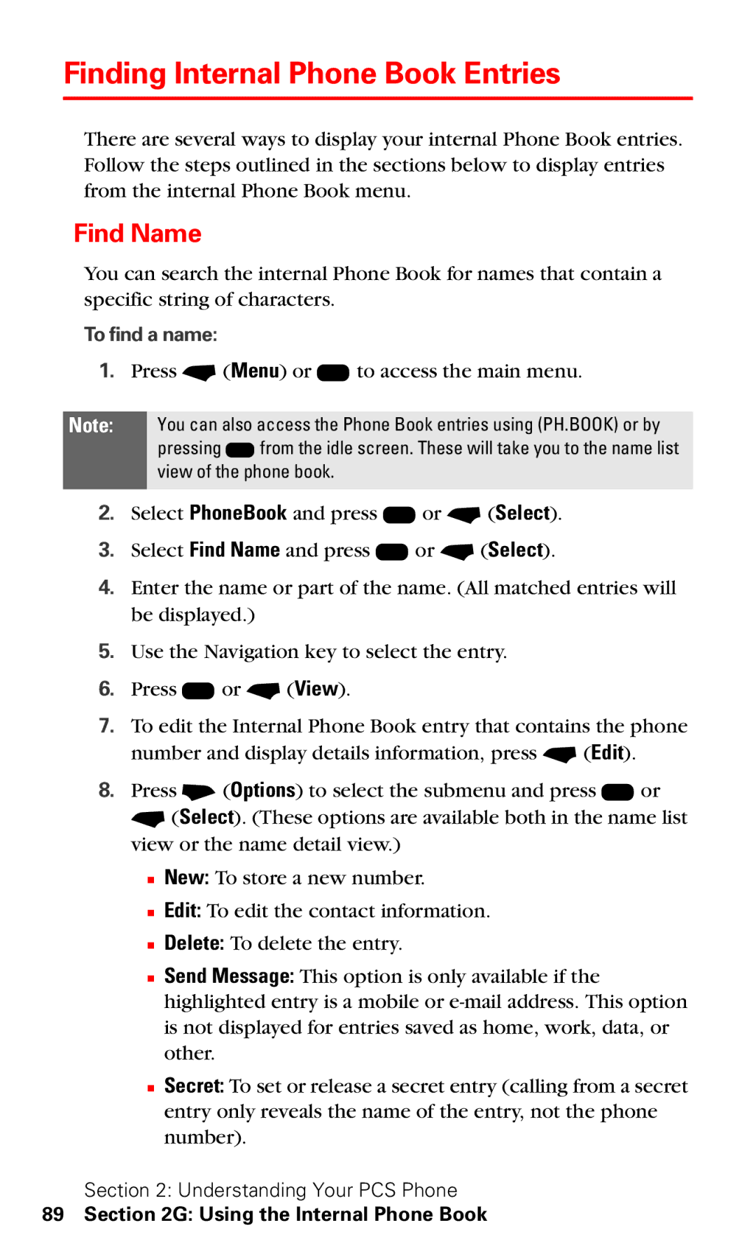 Motorola V60v manual Finding Internal Phone Book Entries, Find Name 