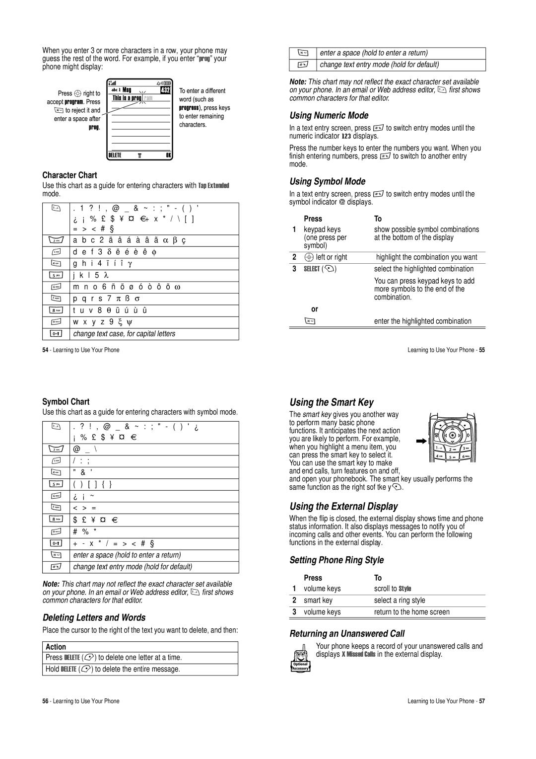 Motorola V620 manual Using the Smart Key, Using the External Display 