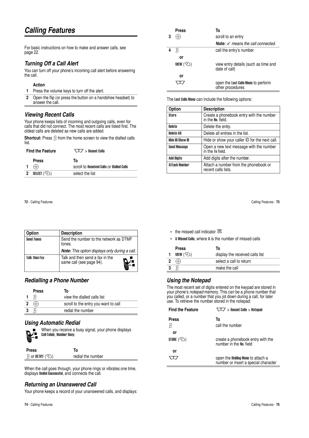 Motorola V620 manual Calling Features 