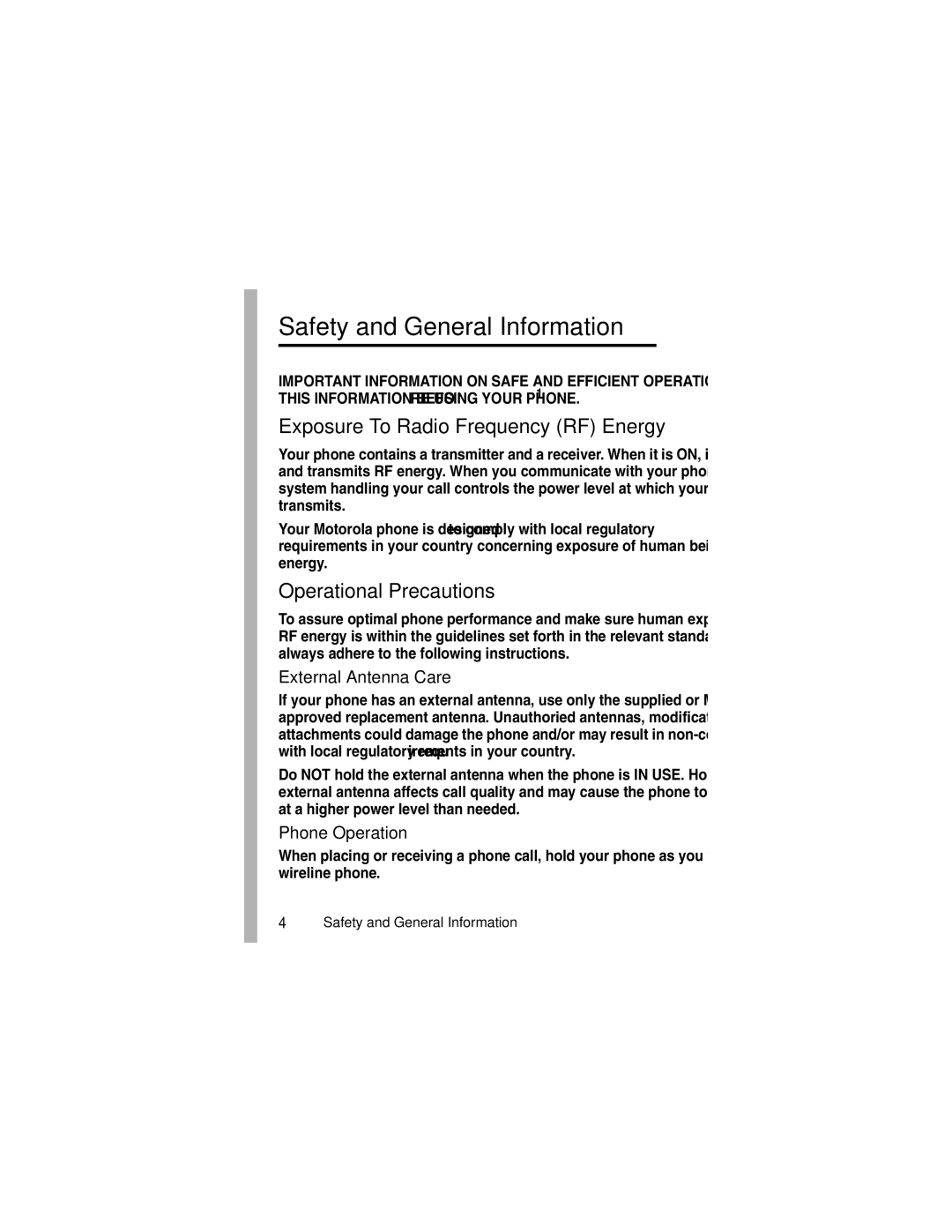 Motorola V635 manual Safety and General Information 