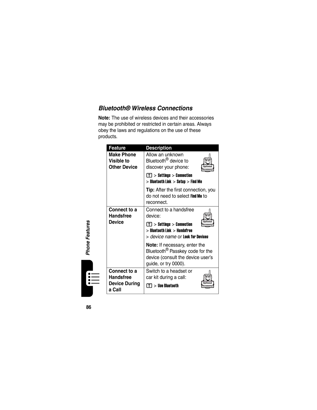 Motorola V635 manual Bluetooth Wireless Connections 